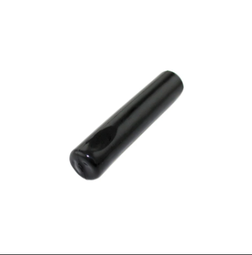 Single black pourer cover for liquor bottle spouts, made of reusable PVC for hygienic bar and nightclub use